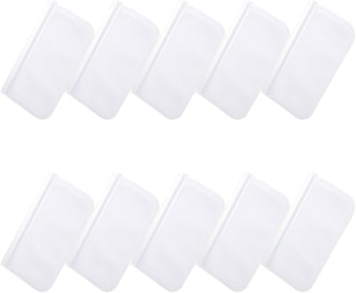 Daaxing Lot de 10 sacs alimentaires réutilisables en silicone, étanches, fond extensible, fermeture éclair hermétique, matériau PEVA, transparent