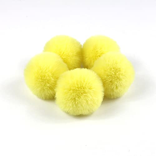 Anevous 20 Stück Pompon zum Basteln, 4 cm Pom Poms Kunstfell Bommel Dekorieren Pompons Fluffy Fellbommel für Weihnacht Geburtstag Hochzeit Party Dekorationen, DIY Nähen Kreativen Handwerk,Gelb