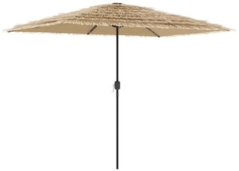 vidaXL Sonnenschirm, Gartenschirm mit LED Stahlmast, Marktschirm mit Kurbelmechanismus, Strandschirm Balkonschirm Hawaiischirm, Braun