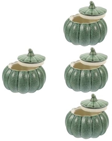 PRETYZOOM 4 Eleganti Ciotole Per Zuppa A Forma Di Zucca Contenitore Per Stufato in Ceramica Ciotola Per Cibo Con Coperchio Per La Decorazione Della Casa