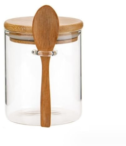 Set Zuccheriera Utensili da Cucina Barattolo di vetro sigillato per uso alimentare Barattolo da cucina Barattolo da tè Coperchio in legno di bambù Barattolo per condimento Set per uso domestico Fornit