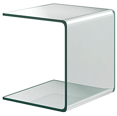 COSTWAY Tavolino da Salotto in Vetro Temperato, Tavolino con Bordi a Cascata & Piedini Antiscivolo, Tavolino Moderno per Camera da Letto, Soggiorno, Ufficio e Hotel, 45 x 45 x 41 cm