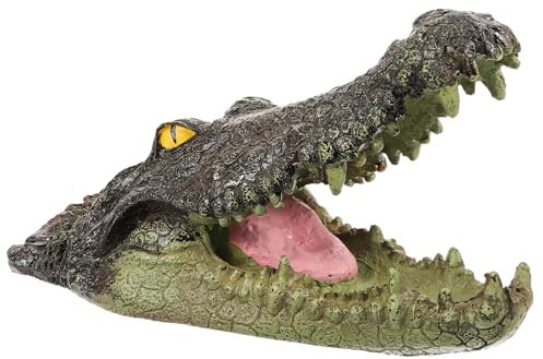 Yardenfun Krokodil Kopf Simulierter Kopfschmuck Aquarium Dekor Tierdekor Aus Harzmaterialien Für Garten Und Tischlandschaften
