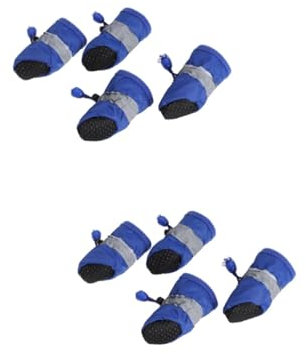 WOONEKY 8stücke wasserdichte Hundeschuhe Für Kleine Mittlere Hunde Für Outdoor-aktivitäten Pfotenschutz Regen Und Leicht Anzuziehen Blau