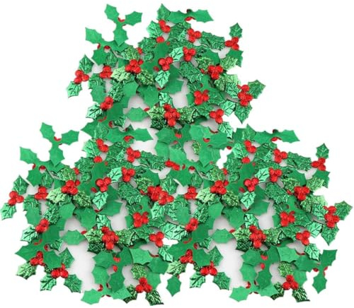 WeddHuis 100 Stück Mini-Stechpalmen-Beeren für Feiertage, Weihnachtskranz, Arrangement, Geschenkanhänger und Kartenherstellung (3 cm) (Grün)