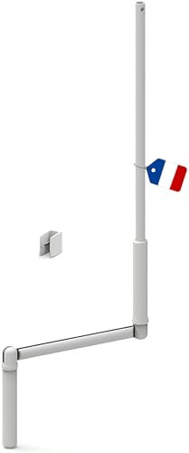 Manivelle complète pour volet roulant 1300 mm - E618D - Acier laqué blanc, diamètre extérieur 12 mm, avec poignée ergonomique et clip de maintien mural - Qualité française
