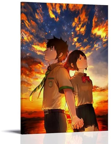 ZHXIAOLDE Póster de anime Kimi No Na Wa. Póster Pintura Decorativa Lienzo Arte de Pared Salón Póster Dormitorio Pintura, Arte de Pared Impresión de Imagen Moderna Decoración de Habitación Familiar 40