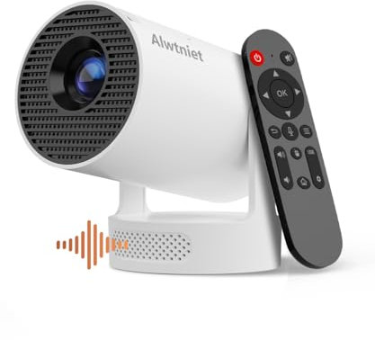 2025 HY300Pro+ Mini Proiettore 4K con Wi-Fi 6 e Bluetooth 5.4, Altoparlante Soundbase da 5W, Correzione Trapezio Verticale Automatica, Rotazione a 180°, Proiettore Portatile per Casa e Esterno