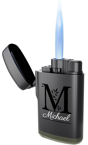 Bl4ckPrint Mechero personalizado con iniciales y nombre personalizado, impresión UV personalizada, rellenable de gas licuado, regalo personalizado