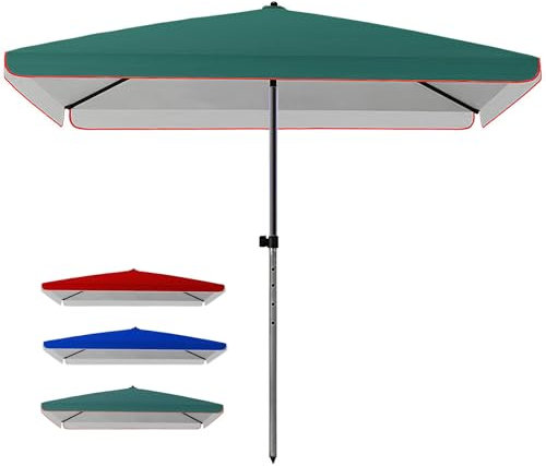 WATAOW Sombrilla Grande para Patio Exterior, Cuadrada, Ajustable En Altura, Impermeable,Parasol para Piscina, Exterior,Playa(Green)