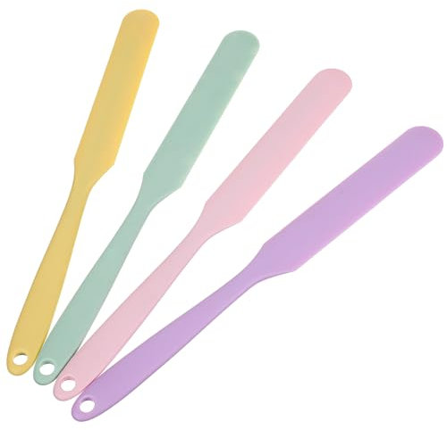 ElevateTech 4Pcs Silicone Jar Spatulas, Baking Scraper Silicone Jar Shovel Heat Non-Stick Heat Resistant Cake Cream Spatulas Kitchen Utensils Set Sourdough Accessories (9.45inches 4 Colors