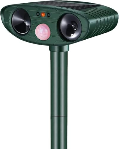 Solar Cat Repellent, Solar Powered Ultrasonic Animal Repeller and Cat Deterrents with PIR Motion Sensor, Waterproof Scarer Animal Repellent for Garden Yard Squirrels Cats Rats Fox