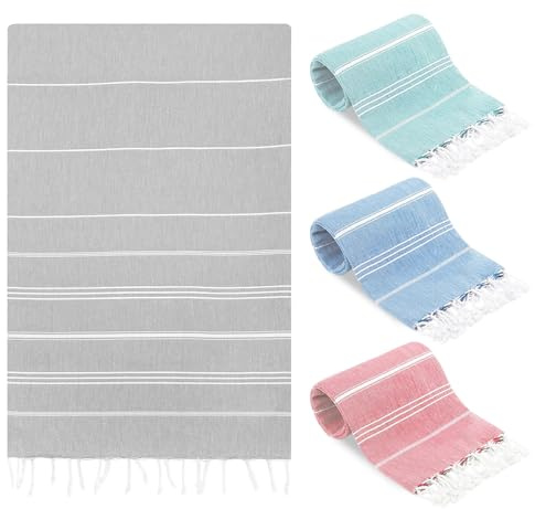 SUN NINJA Turkish Beach Towel, Quick Dry Sand Free Beach Towels for Adults and Kids, Lightweight and Highly Absorbent Travel Towel, Extra Large and Ultra Soft, 38X71 Inch