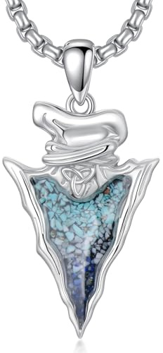 HARMONY BOLA Pfeilspitzen Halskette 925er Sterlingsilber Keltischer Knoten Pfeilspitzen Anhänger Pfeilspitzen Schmuck für Männer und Frauen