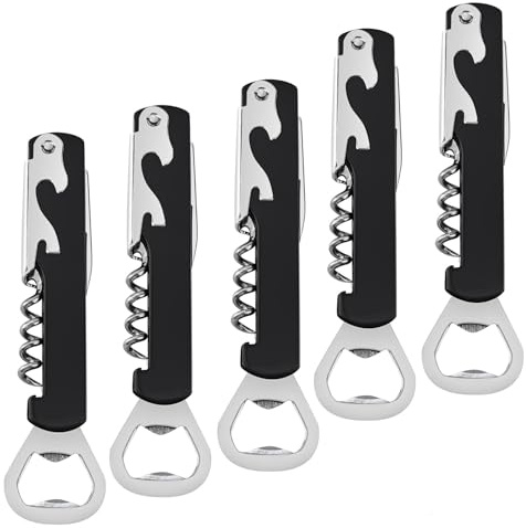 Tire Bouchon Limonadier Professionnel Sommelier - 5 PC, Couteaux de Sommelier ，3 en 1 Tire Bouchon Sommelier, en Acier Inoxydable Avec Décapsuleur et Coupe-Capsule, Qualité Hôtel et Restaurant
