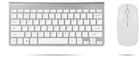 Combo mouse tastiera wireless da 2,4 GHz Sustvita con design slim per dispositivi per laptop desktop e iOS (Argento)