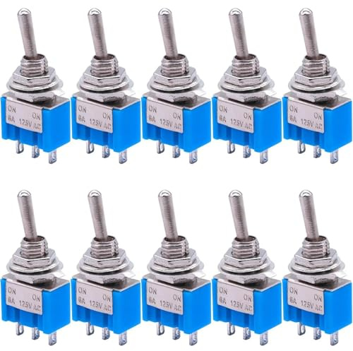 10 pezzi SPDT Mini interruttore a levetta 3 pin 2 posizioni ON/ON Interruttore a levetta in miniatura 6A 125V AC Interruttore a levetta MTS-102 Barca