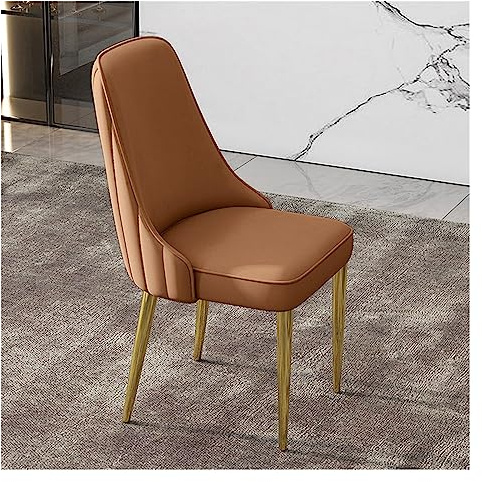Eleganta Matstolar Med Guldfärgade Metallben Och Ergonomiskt Ryggstöd Moderna Stoppade Sidostolar För Kök Och Vardagsrum, Brun