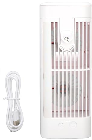 Ventilador de aire acondicionado portátil USB Enfriador de aire evaporativo personal con 3 velocidades Luz nocturna Tanque de agua de 120 ml Batería de 3600 mAh para viajes en