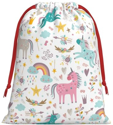 Geschenktüten mit Einhorn-Motiv, mit Kordelzug, für Weihnachten, Urlaub, Party, Geschenkverpackung, verschiedene Größen