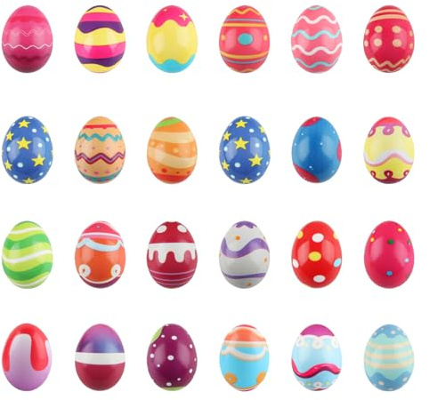 XIMEY Ostereier 24 Stück Ostern Geschenke, Anti Stress Bälle, Ostergeschenke, Ostereier Stressball, Antistressball Kinder Erwachsene, Geschenke Ostern Mitgebsel (I-24Stück)