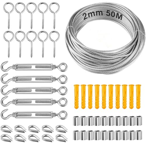 50M/2mm Garden Wire for Climbing Plants: PVC-Coated Stainless Steel Kit