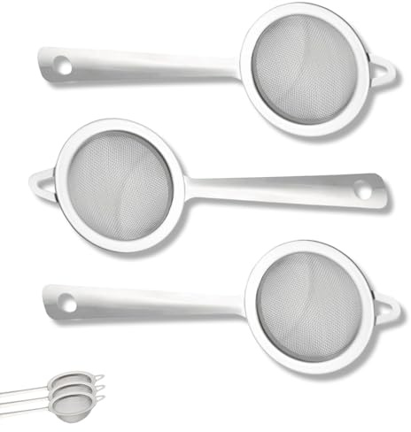 LABAOO 3 Pcs Tea Strainers for Loose Tea, Sieves for Cooking, Siveve, Small Sieve Fine Mesh Suitable for Most Situations Requiring Filtering, Easy to Clean and Maintain