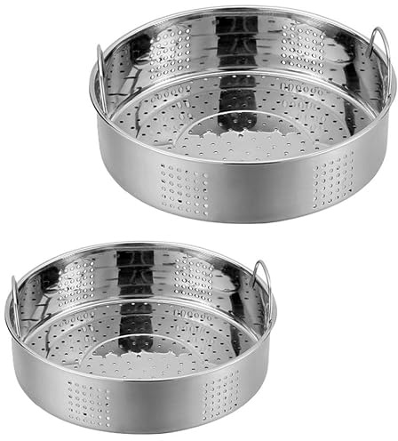 Cesta Vaporera de Acero Inoxidable Grueso 2 Piezas para Cocina | Plata, Limpieza Sencilla, Uso en Casa y Restaurante, Apta para Pescado y Carne, Formato Japonés