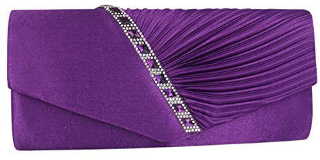 Adoptfade Damen Falten Satin Abendtasche Strasssteine Dekoration, Lila