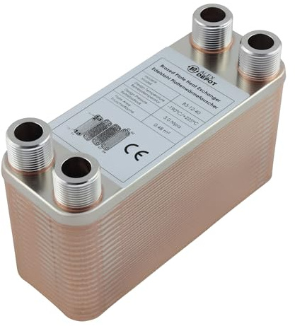 Edelstahl Plattenwärmetauscher B3-12-40 mit 4x3/4 Zoll Anschl. 80kW Heizung Solar (PWT)