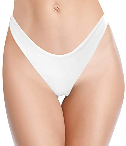 SHEKINI Donna Bikini Perizoma Brasiliano A Forma di U Vita Alta Costumi da Bagno Chic Tanga da Donne Nuoto Tronchi Sexy alla Moda Cheeky Fondo Bikini da Spiaggia (XL, Bianco U)