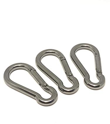 Edelstahl Karabinerhaken, 10 Stk, 5x50 mm, Bruchkraft: 200 kg, rostfrei, poliert, V4A AISI 316, Karabiner Haken - Tecklenborg Kegel GmbH