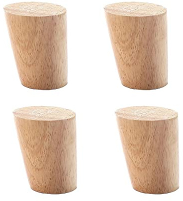 Qrity 4 Stück Möbelfüße Holz, 6cm Ersatz Sofafüße mit Montageplatten & Schrauben, für Schrank, Sofa, Couchtisch, TV-Schrank und andere Möbelbeine