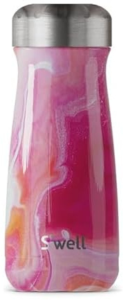 S'well Mug, design Agatta Rose, 470ml. Mug isotherme sous vide pour conserver les boissons froides et chaudes - bouteille en acier inoxydable sans BPA