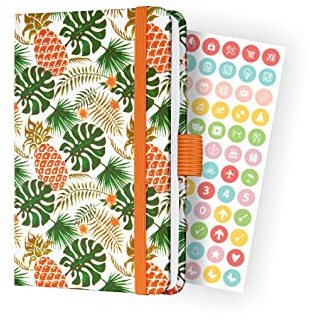 SIGEL J3316 Wochenkalender Jolie 2023 - Tropic Green - ca. A6 - grün, orange - Hardcover - Gummiband, Stiftschlaufe, Einstecktasche - 174 Seiten - FSC-zertifiziert - Terminplaner