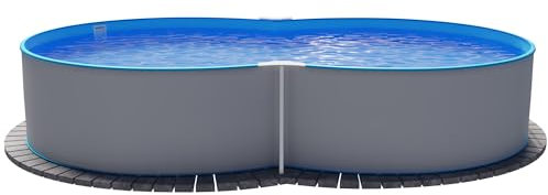 Poolprofi Stahlwandbecken Kreta achtform 4,60m x 7,25m x 1,20m Einzelbecken Folie 0,6mm blau