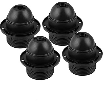 HALOTEC | 4er Set schwarze E27 Lampenfassungen | M10x1 Gewinde mit Schraubhülse & Stop | Universell für LED, Glüh- & Halogenlampen | Langlebig & | Für Haus & Industrie