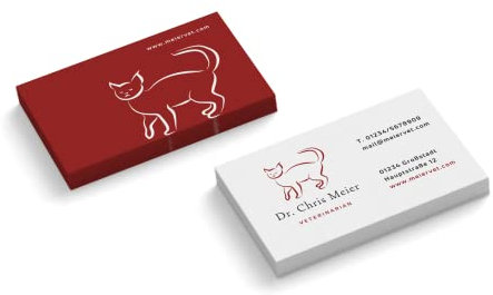 Visitenkarten | 350 g Qualitätsdruck | 2-seitig | Text + Farbe sofort anpassen | 85 x 55 mm | sofort gestalten | Design Cat | hochwertig (Rot, 250 Stück)
