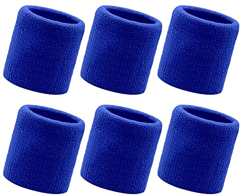 Armbandsset, 6 st sportsvettband män kvinnor, svettband med svettband, mjuka tjocka för basket gym gymnastik tennis fotboll – blå