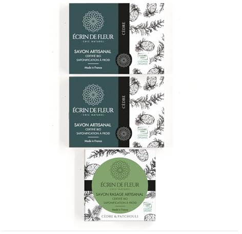 Herrenseife Certified Bio 3-pack (Zedernholzseife 2x90g, Rasierseife - Zedernholz 1x55g)
