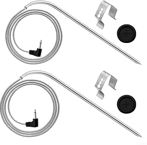 YUANGANG 2set Replacement Meat Probe, Meat Probes for Gravity Series - Stainless Steel, Temperature Probe Replacement, Clips and Grommets 9004190170