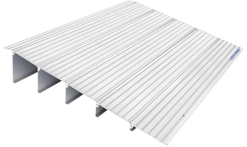 LIEKUMM Türschwellenrampe 12,5 cm Höhe, 360kg Tragkraft Aluminium Rollstuhlrampe mit Verstellbarer Höhe, rutschfest Bordsteinrampe für Rollstuhl, Elektro-Rollstuhl, Kinderwagen