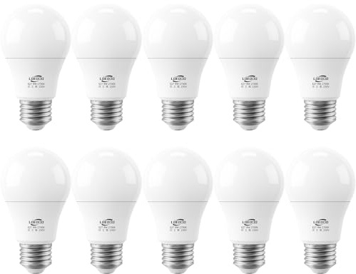 LOEODO E27 Screw LED Bulb, 9W=60W, 2700K Warm White, 806LM, Pack of 10 | ES A60 LED Bulbs, Large Edison Screw in Light Bulb, Save Energy, Non-Dimmable, No Flicker