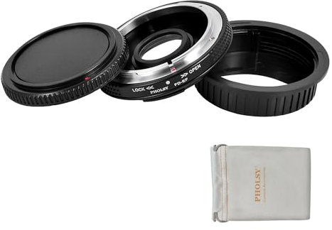 PHOLSY Objektivadapter mit Blendenhebel, Korrektur-Filter und Deckel, Manueller Fokus Kompatibel mit Canon FD FL Mount Objektiv und Canon EOS EF EF-S Mount Kameragehäuse, FD auf EF, FD auf EOS
