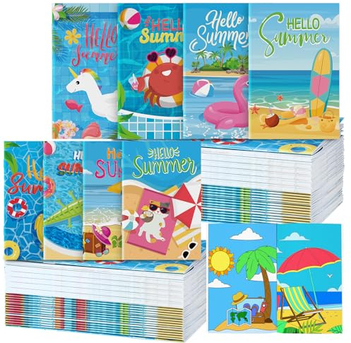Estune 40 Pcs Summer Beach Coloring Book Pool Beach Summer Party Favors Mini Small Coloring Book Bulk Birthday Party Present DIY Craft Home