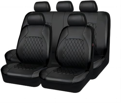 GeRRiT 9 Stück Auto Leder Sitzbezüge Set für Buick Lacrosse 3.Generation 2016 2017 2018 2019, Wasserdicht Sitzbezug Allwetter rutschfest Bequem Sitzbezügesets Schonbezug Set,Black
