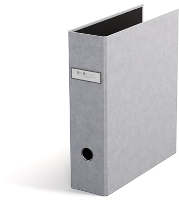 BIGSO ARCHIE Ordner mit 2 Ringen und Hebelmechanik – Ringordner aus Faserplatte und Papier mit Leinenoptik – Ringbuch A4 zum Abheften von losem Papier – hellgrau