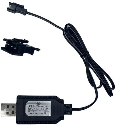 7.4V USB Charger Cable with SM-4PIN Plug Compatible RC Car/RC Plane/RC Tank/RC Boat and Other Remote Control Toys for Universal 7.4V Lipo Battery USB Charger with Battery Protection