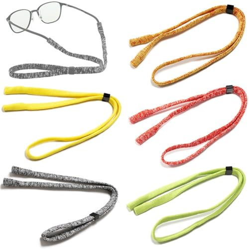 PLABBDPL 5PCS Brillenbänder, Sportbrillenband,Verstellbar Brillenbänder Schwimmfähig Sonnenbrillen Lanyard Band mit Schnalle,Rutschfest Brillenschnur für Damen, Herren & Kinder