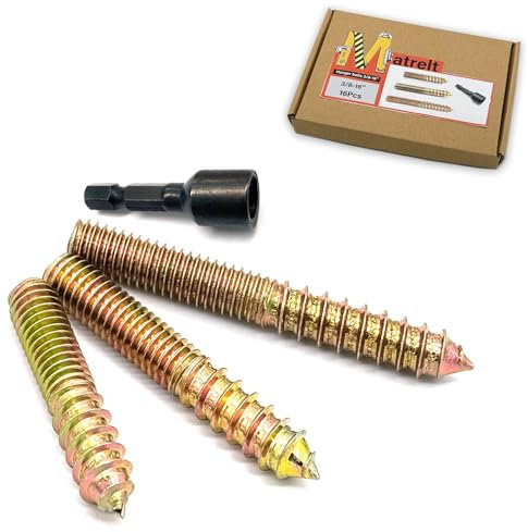 16Pack 3/8-16 Hanger Bolts 3Sizes 2-3 Inch Include1 pcs Hanger Bolt Driver Double Headed Bolts Wood Dowel Screw Self-Tapping Screw Hanger Bolts for Furniture Screws Wood Screws Threaded Rods Bolt